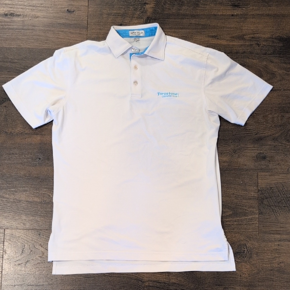 Peter Millar White Polo Shirt with Blue Accents